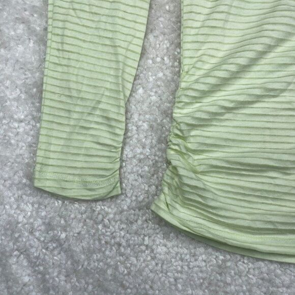 Carve Designs Yellow Stripe Ruched Long Sleeve Shirt - Picture 4 of 8